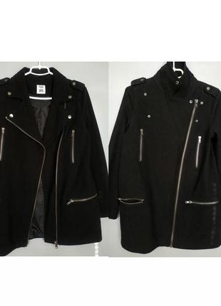 Стильне жіноче шерстяне пальто косуха пальто-косуха чорне gortz owens lang1 фото