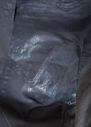 Капри джинсовые бриджи металлизированные с серебряным декором8 фото
