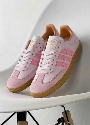 Кроссовки натуральные кожаные замшевые adidas samba pink.2 фото