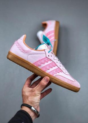 Кроссовки натуральные кожаные замшевые adidas samba pink.8 фото