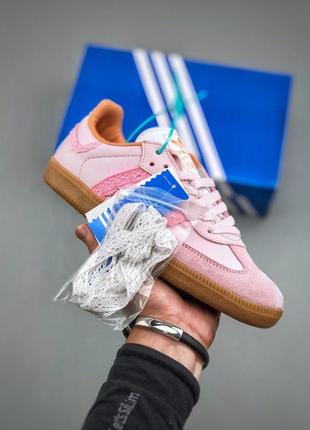 Кроссовки натуральные кожаные замшевые adidas samba pink.7 фото