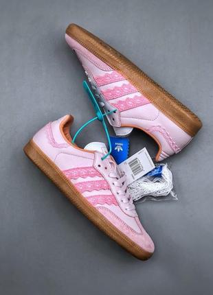 Кроссовки натуральные кожаные замшевые adidas samba pink.6 фото