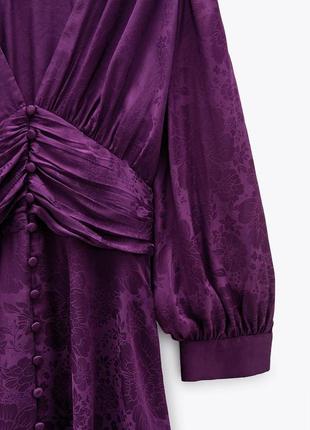 Zara платье мини фиолетовое жаккардовое платье xs s m l9 фото