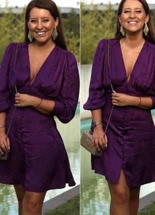 Zara платье мини фиолетовое жаккардовое платье xs s m l1 фото
