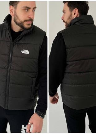 Розпродаж чоловіча жилетка в стилі the north face чорна якісна жилет безрукавка1 фото