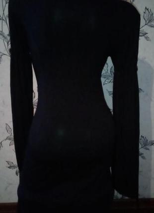 Трикотажное черное платье2 фото