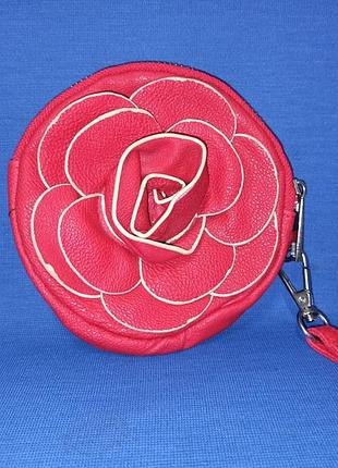 Клатч кошелек косметичка маленькая сумочка с цветком красного цвета