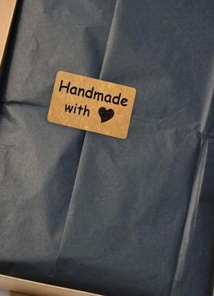 Етикетка самоклеюча "handmade" 40x25 мм крафт з логотипом, 250 шт5 фото