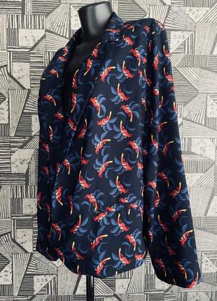 Епатажний блейзер піджак жакет із папугами какао george.4 фото