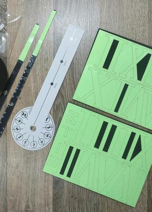 Настінний об'ємний 3d-годинник великий 90 см що світиться у темряві з римськими цифрами колір салатовий зроби сам2 фото