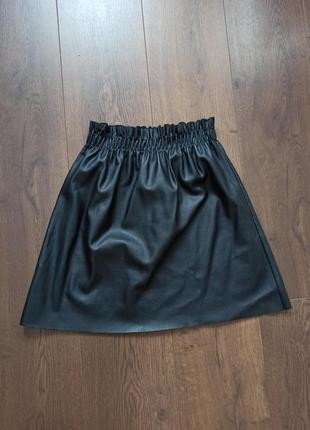 Черная кожаная юбка1 фото