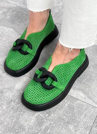 Женские стильные туфли натуральная замша с брошью перфорация замш удобны и мягкие2 фото