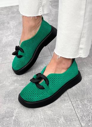 Женские стильные туфли натуральная замша с брошью перфорация замш удобны и мягкие6 фото