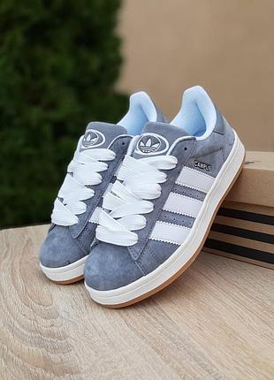 Жіночі кросівки adidas campus grey white адідас кампус сірого з білим кольорів