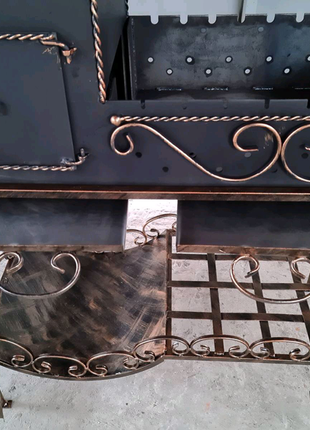 Мангал кованый ручной работы с печкой 3мм. на 8 шампуров4 фото