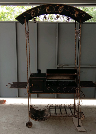 Мангал кованый с печкой 3мм. на 10 шампуров и решеткой для гриля14 фото