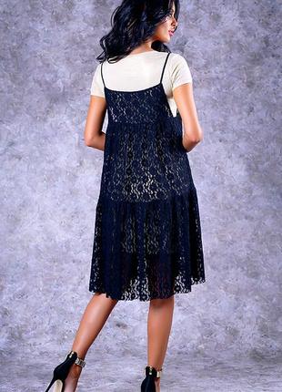 Платье-двойка, модное, платье и кружевной сарафан2 фото