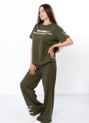 Стильний жіночий костюм футболка+брюки палаццо, штани широкі кльошоні, кльош штани комплект