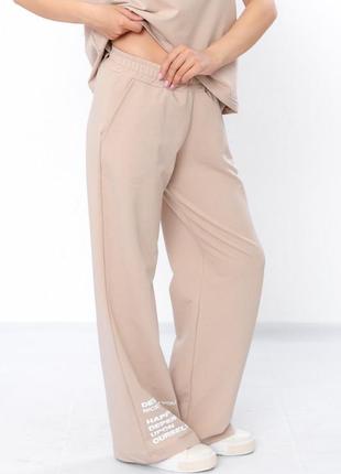 Стильний жіночий костюм футболка+брюки палаццо, штани широкі кльошоні, кльош штани комплект