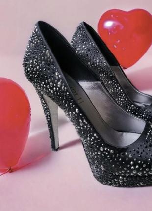 Туфли кожаные loriblu с кристаллами swarovski на каблуке (10 см)1 фото