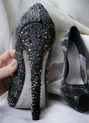 Туфли кожаные loriblu с кристаллами swarovski на каблуке (10 см)3 фото