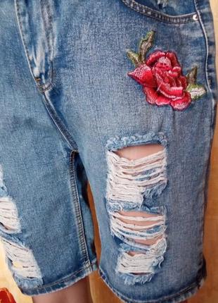 Джинсовые шорты с вышивками/джинсы/5 фото