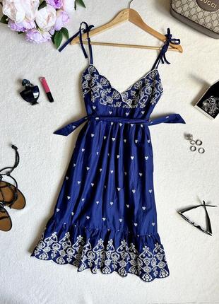 Новий сарафан з вишивкою міді oasis, плаття міді з прошвою; літнє плаття на бретельках із вишивкою