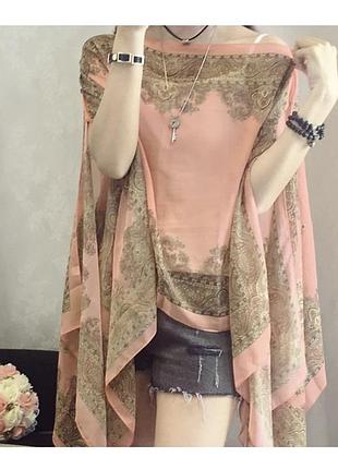 Парео, пончо, палантин 30%silk
