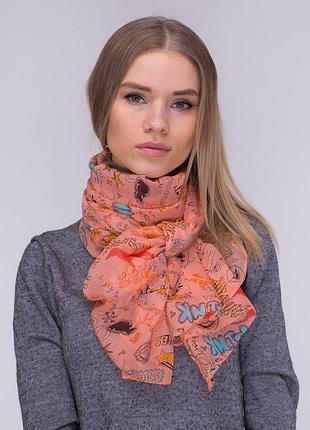 Шарф оранжевого цвета в яркий принт fashinset
