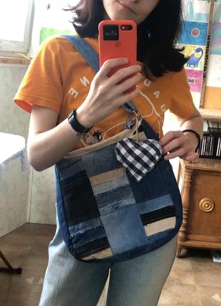 Оригінальна джинсова еко сумочка на плече ручної роботи patchwork sue9 фото