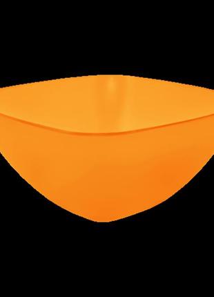 Салатниця глибока 18*18*7,5 см. (оранжевий-прозорий)1 фото