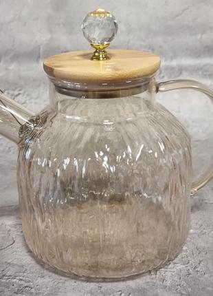 Чайник-заварник 1,5 л s&t yantar 1 з бамбуковою кришкою