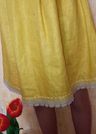 Льняное платье с кружевом/платье с ажурным кружевом/платье лён5 фото