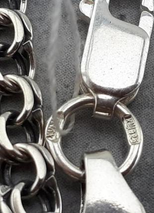 Срібна цепочка чоловіча бісмарк плоский. чорнений ланцюжок на шию срібло 925. довжина 55 см5 фото