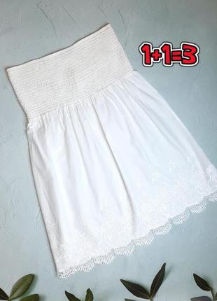 🌿1+1=3 фирменная белая юбка миди с нежной вышивкой next, размер l - xl1 фото