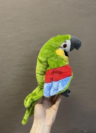 Интерактивный мягкая игрушка говорящий попугай повторюшка  хлопает крыльями7 фото