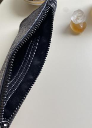 Кожаный кошелек клатч с серебристым напылением!!!