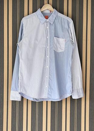 Hugo boss xl голубая светлая рубашка в полоску летняя