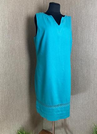 Льняное платье голубое papaya, размер 14 (л)