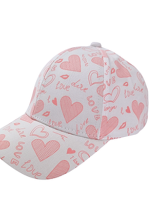 Бейсболка сердечка для дівчинки рожева, біла, р.50-52, 3-5 років2 фото