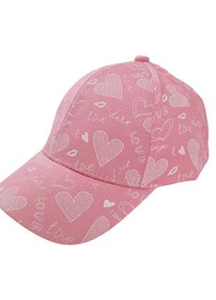 Бейсболка сердечка для дівчинки рожева, біла, р.50-52, 3-5 років4 фото