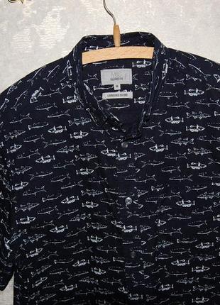 Крута літня сорочка шведка з прінтом риби m&s, оригінал, m4 фото
