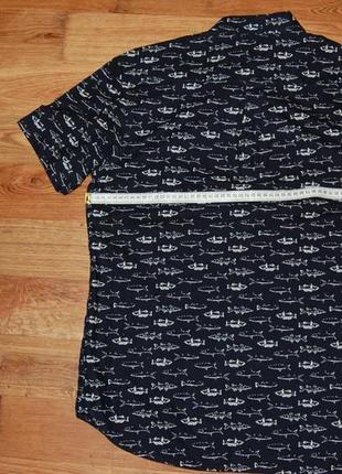 Крута літня сорочка шведка з прінтом риби m&s, оригінал, m6 фото