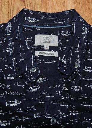 Крута літня сорочка шведка з прінтом риби m&s, оригінал, m7 фото