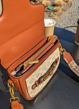 Сумка коуч коричневая моногам кросс-боди coach5 фото