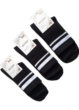 Набор 5 пар черные женские носки житомир 36-40р высокие носки в полоску, теннис, демисезонные2 фото