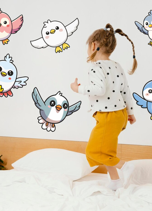 Вінілова інтер'єрна наклейка кольорова декор на стіну, шпалери та інші поверхні забані птахи"