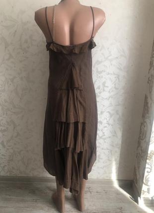 Платье сарафан лен лляне льняное стильное модное необычное рюши рюшки