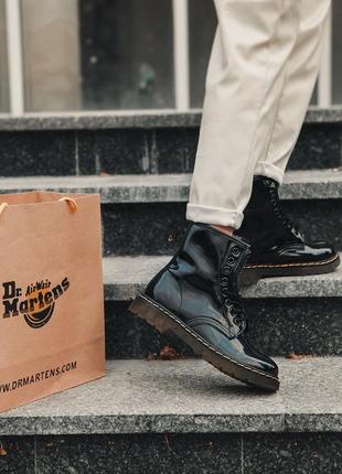Черевики dr. martens 1460 patent black fur ботинки