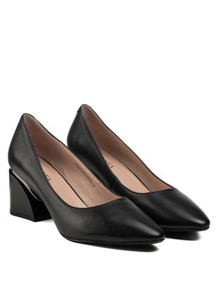 Туфли женские класические черные кожаные 2344т3 фото